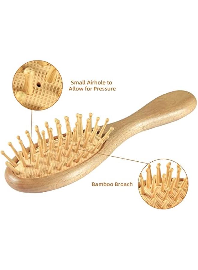 Baby Hair Brush and Comb Set (4-Piece) for Newborn - Wooden Baby Hairbrush Set，A Beechwood Brush, Baby Airbag Brush, Beech Handle Brush, and Prevent Cradle Cap Silicone Brush - Ideal Registry Gift