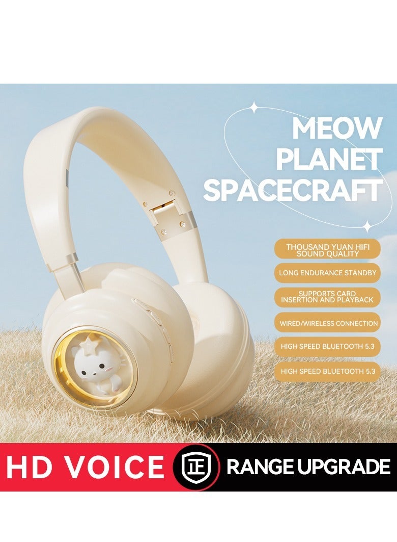KE-30 Wireless Headset Over Ear Headphones Bluetooth PC Gaming Headphones Beige