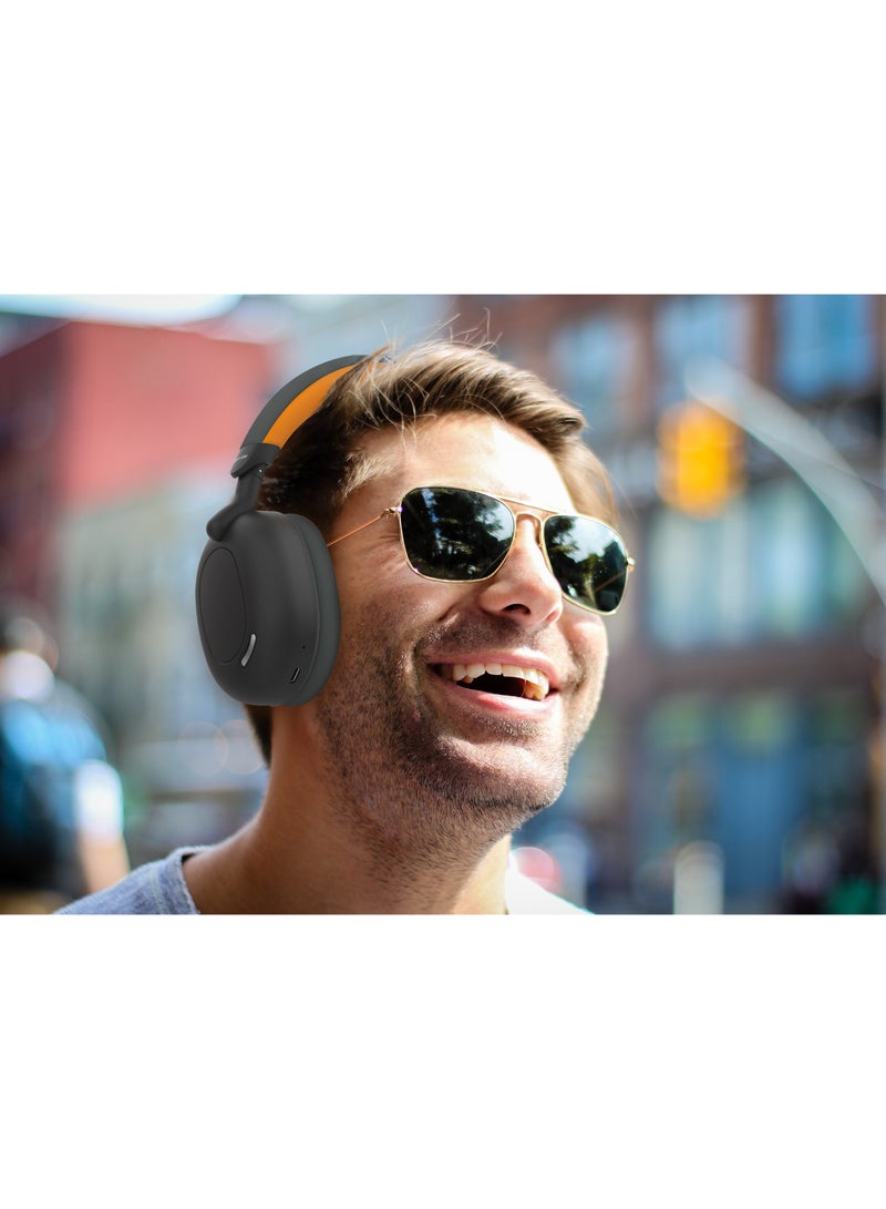 Sunstone Headphone / Long Hours Playing Time / Long-Range Working Distance / AUX Support / Microphone / V5.3 Bluetooth Version / 40mm Driver - Black & Orange