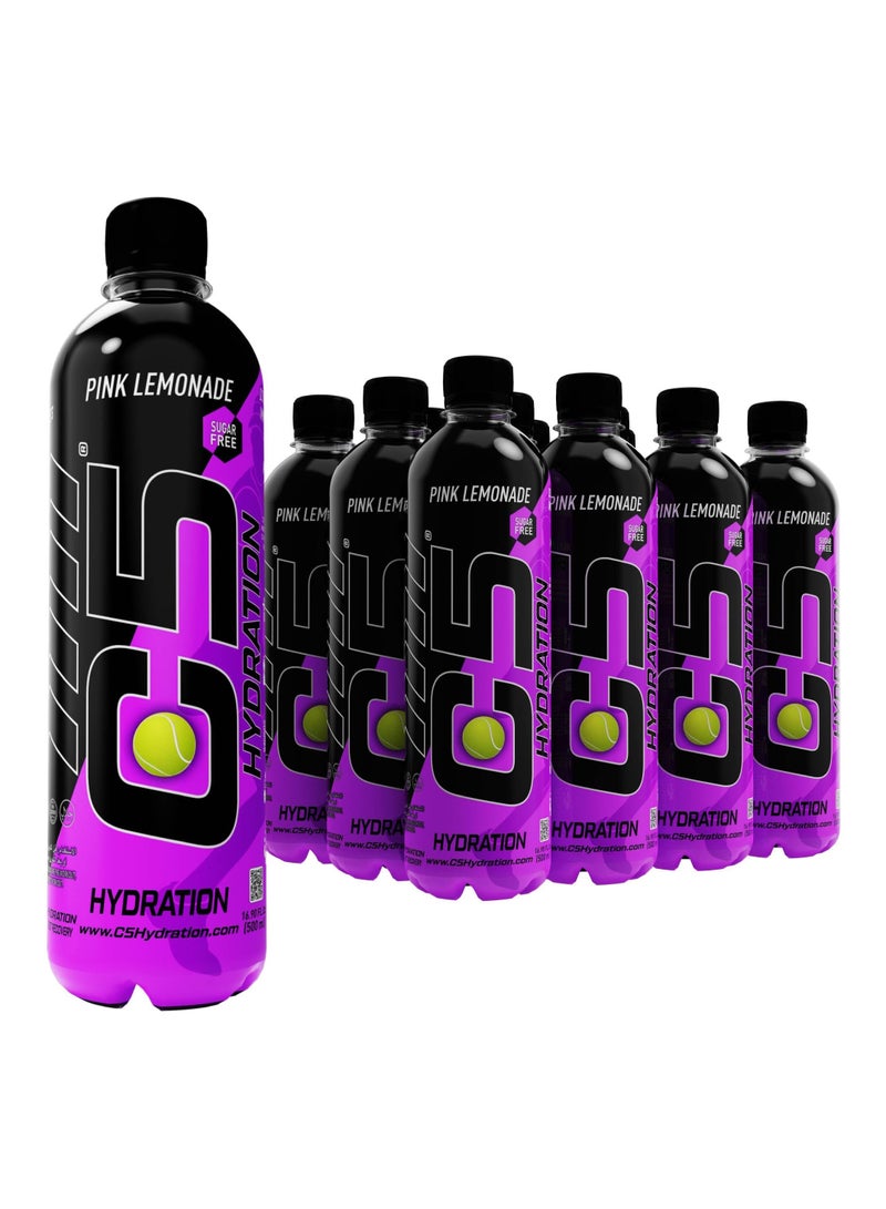 C5 HYDRATION Pink Lemonade Electrolytes & Vitamin Water- Zero Sugar, 20 Calorie BCAA for Recovery -VIT B ENERGY, VIT C & E ANTIOXIDANT, VIT D3 for IMMUNITY - Refreshing Ramadan Drink Pack of 12