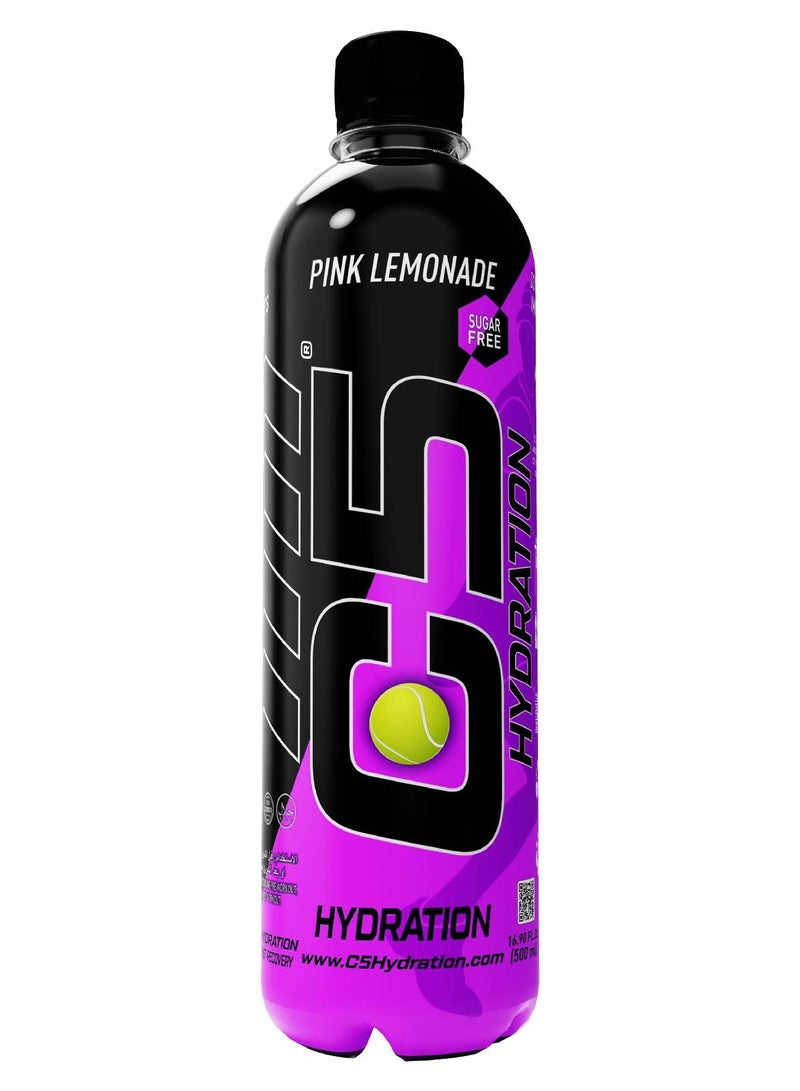 C5 HYDRATION Pink Lemonade Electrolytes & Vitamin Water- Zero Sugar, 20 Calorie BCAA for Recovery -VIT B ENERGY, VIT C & E ANTIOXIDANT, VIT D3 for IMMUNITY - Refreshing Ramadan Drink Pack of 12
