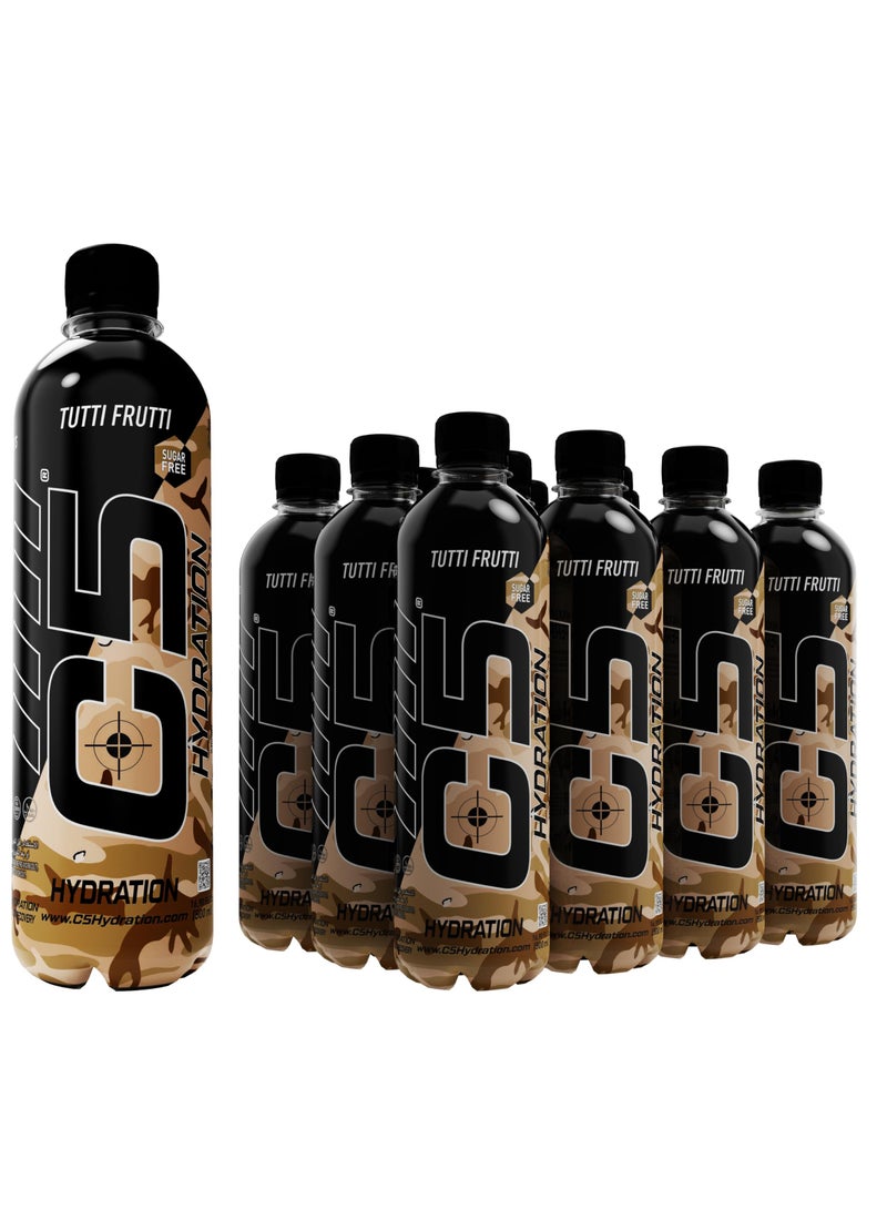 C5 HYDRATION Tutti Frutti Electrolytes & Vitamin Water- Zero Sugar, 20 Calorie BCAA for Recovery -VIT B ENERGY, VIT C & E ANTIOXIDANT, VIT D3 for IMMUNITY - Refreshing Ramadan Drink Pack of 12