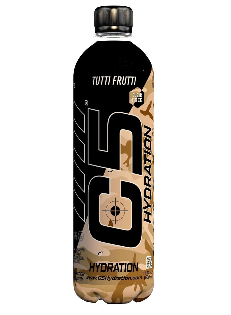 C5 HYDRATION Tutti Frutti Electrolytes & Vitamin Water- Zero Sugar, 20 Calorie BCAA for Recovery -VIT B ENERGY, VIT C & E ANTIOXIDANT, VIT D3 for IMMUNITY - Refreshing Ramadan Drink Pack of 12