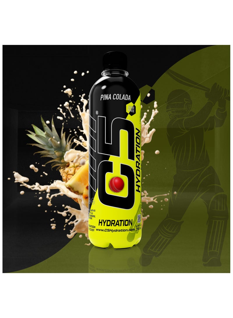 C5 HYDRATION Pina Colada Electrolytes & Vitamin Water- Zero Sugar, 20 Calorie BCAA for Recovery -VIT B ENERGY, VIT C & E ANTIOXIDANT, VIT D3 for IMMUNITY - Refreshing Ramadan Drink Pack of 12