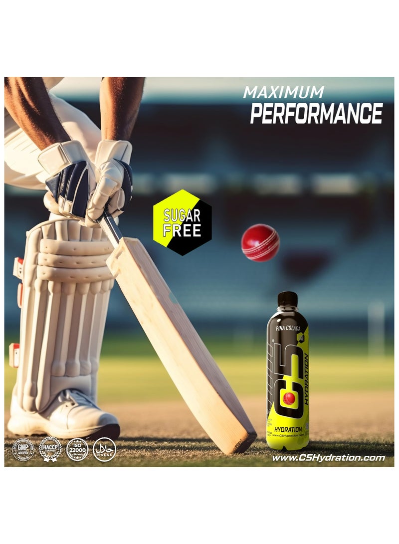 C5 HYDRATION Pina Colada Electrolytes & Vitamin Water- Zero Sugar, 20 Calorie BCAA for Recovery -VIT B ENERGY, VIT C & E ANTIOXIDANT, VIT D3 for IMMUNITY - Refreshing Ramadan Drink Pack of 12