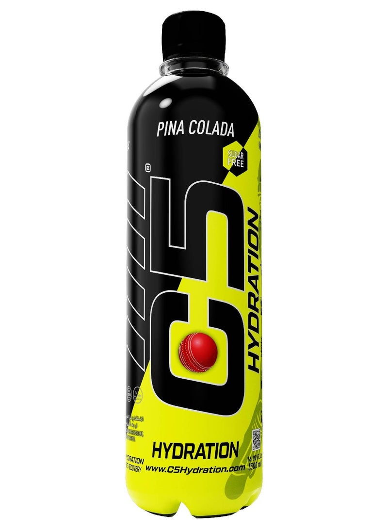 C5 HYDRATION Pina Colada Electrolytes & Vitamin Water- Zero Sugar, 20 Calorie BCAA for Recovery -VIT B ENERGY, VIT C & E ANTIOXIDANT, VIT D3 for IMMUNITY - Refreshing Ramadan Drink Pack of 12