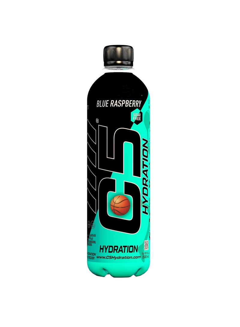 C5 HYDRATION Blue Raspberry Electrolytes & Vitamin Water- Zero Sugar, 20 Calorie BCAA for Recovery -VIT B ENERGY, VIT C & E ANTIOXIDANT, VIT D3 for IMMUNITY - Refreshing Ramadan Drink Pack of 12
