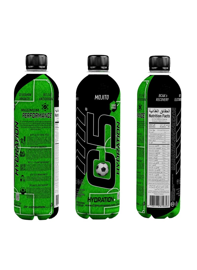 C5 HYDRATION Mojito Electrolytes & Vitamin Water- Zero Sugar, 20 Calorie BCAA for Recovery -VIT B ENERGY, VIT C & E ANTIOXIDANT, VIT D3 for IMMUNITY - Refreshing Ramadan Drink Pack of 12