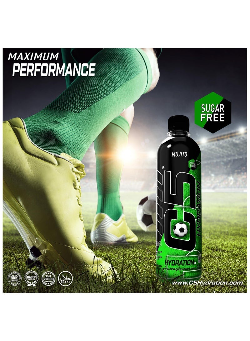 C5 HYDRATION Mojito Electrolytes & Vitamin Water- Zero Sugar, 20 Calorie BCAA for Recovery -VIT B ENERGY, VIT C & E ANTIOXIDANT, VIT D3 for IMMUNITY - Refreshing Ramadan Drink Pack of 12