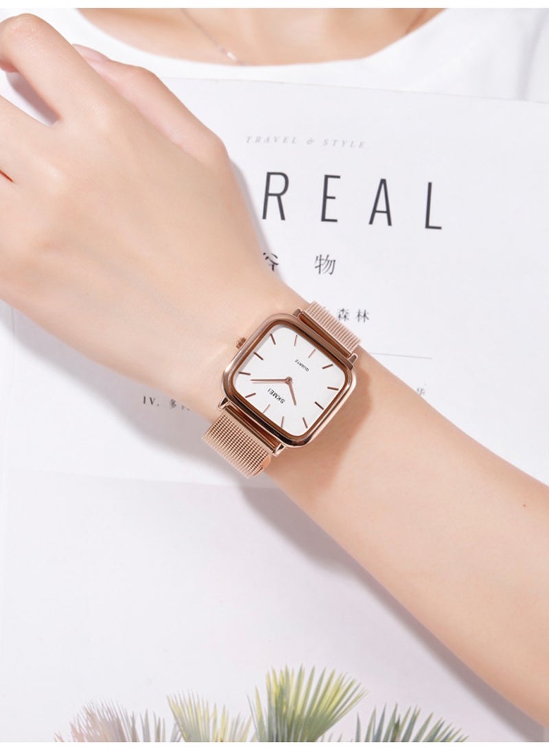 Elegant Design Stainless Steel Luxury Women's Watch - 1555 - Rose Gold