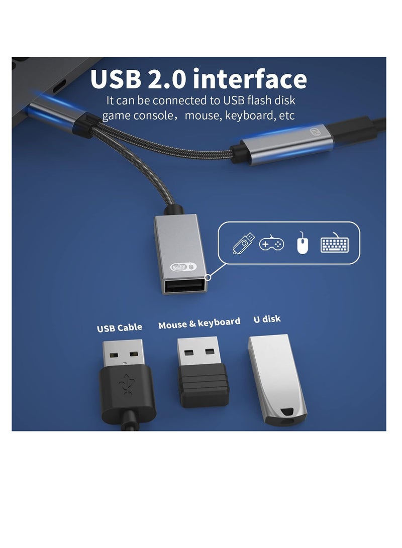 USB C to USB Adapter OTG and Charger Cable 2 in 1 USB-C Splitter with PD 60W Fast Charging Type C OTG and USB A Female Port Compatible for Chromecast Google TV iPad Pro