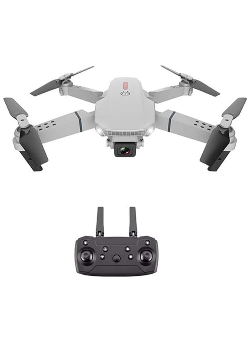 E88 New Drone Includes 2 Batteries with Four-Sided Obstacle Avoidance 4K HD Aerial Photography Folding Aircraft Four-axis Remote Control Aircraft (E88-Gray-Dual Camera + Fixed Altitude Aerial Photography)