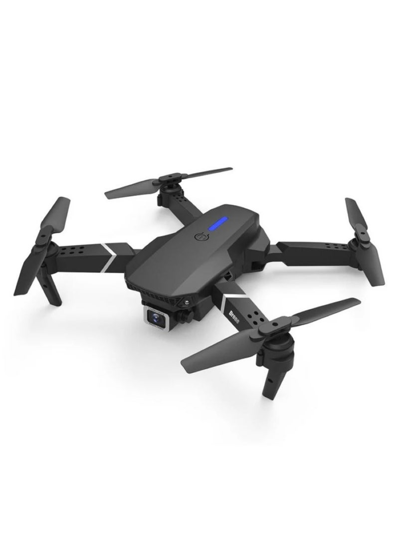 E88 New Drone Includes 2 Batteries with Four-Sided Obstacle Avoidance 4K HD Aerial Photography Folding Aircraft Four-axis Remote Control Aircraft (E88-Gray-Dual Camera + Fixed Altitude Aerial Photography)