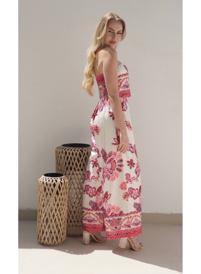 Violet Floral Jumpsuit - Cream
