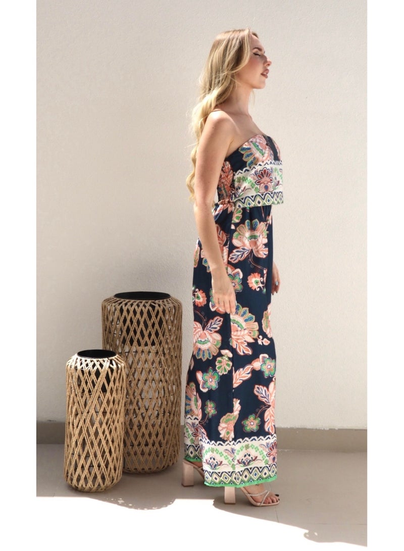 Violet Floral Jumpsuit - Navy