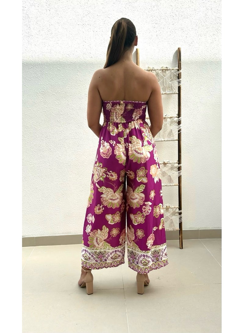 Violet Floral Jumpsuit - Mauve