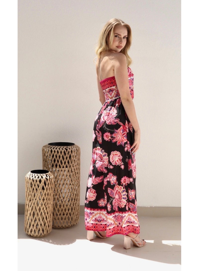 Violet Floral Jumpsuit - Black