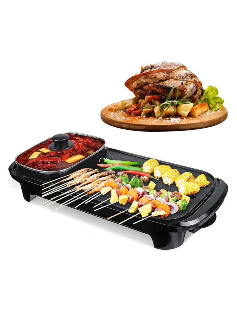 Multifunction Portable Electric Barbeque Grill Smokeless Non-Stick Roasting Barbecue Pan And Hot Pot