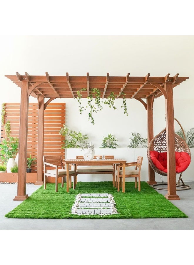 Hiba Wooden Single Slat Pergola Wooden Gazebo Outdoor Garden Decor Shelter for Garden Porch Beach Pavilion Backyard Wood - 3x4x2.6 M