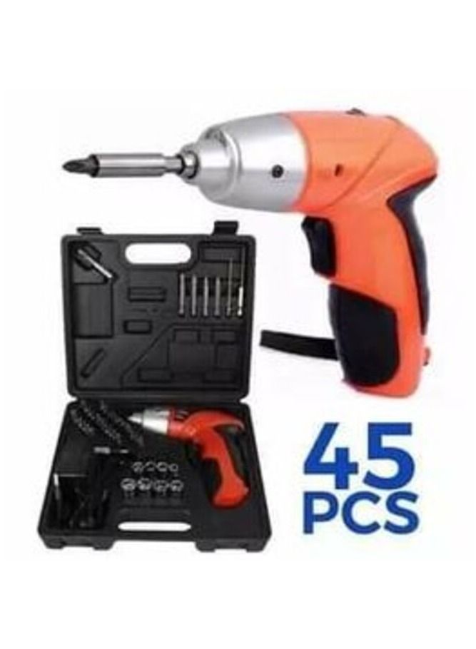 45pcs Cordless Screwdriver Set Cordless Power & Hand Tool Kit with Screwdriver