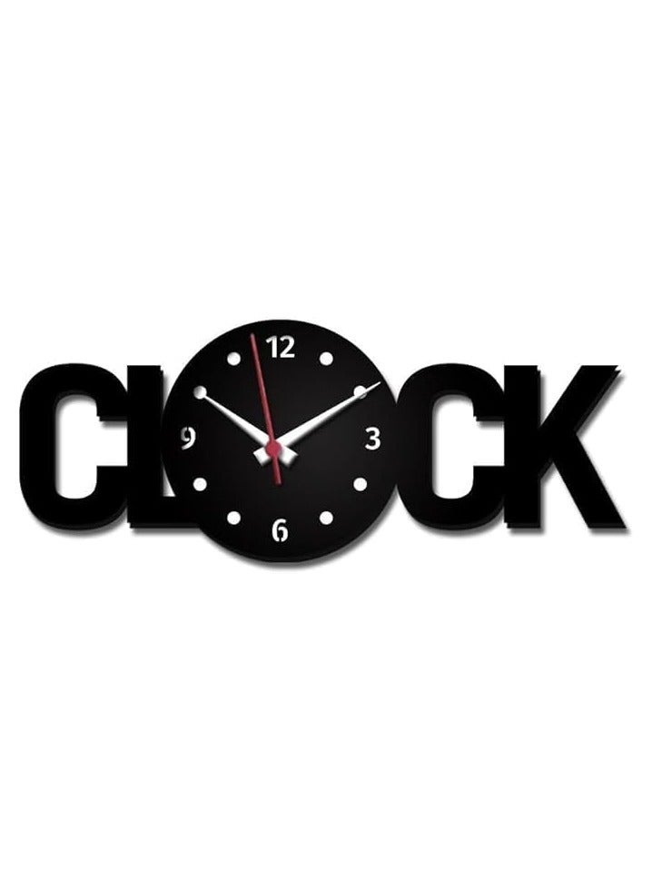 CLOCK Text Shape 3D Wall Clock Black