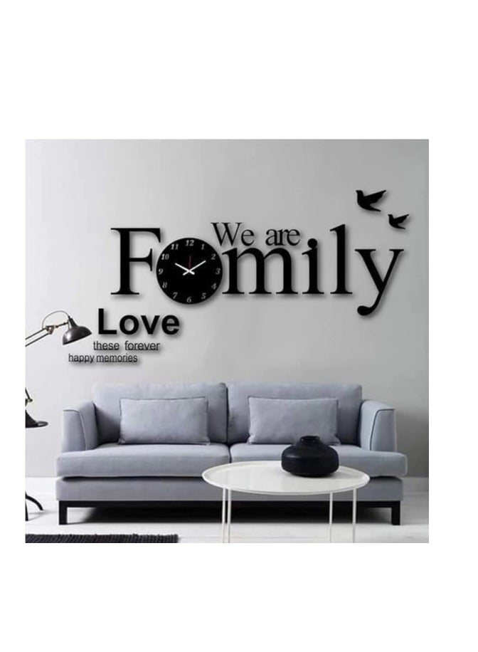 3D We Are Family Acrylic Wall Clock