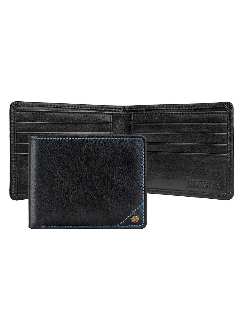 Hidesign ASW Men's Leather Wallet – Slim, Black Bifold Wallet with Multiple Card Slots