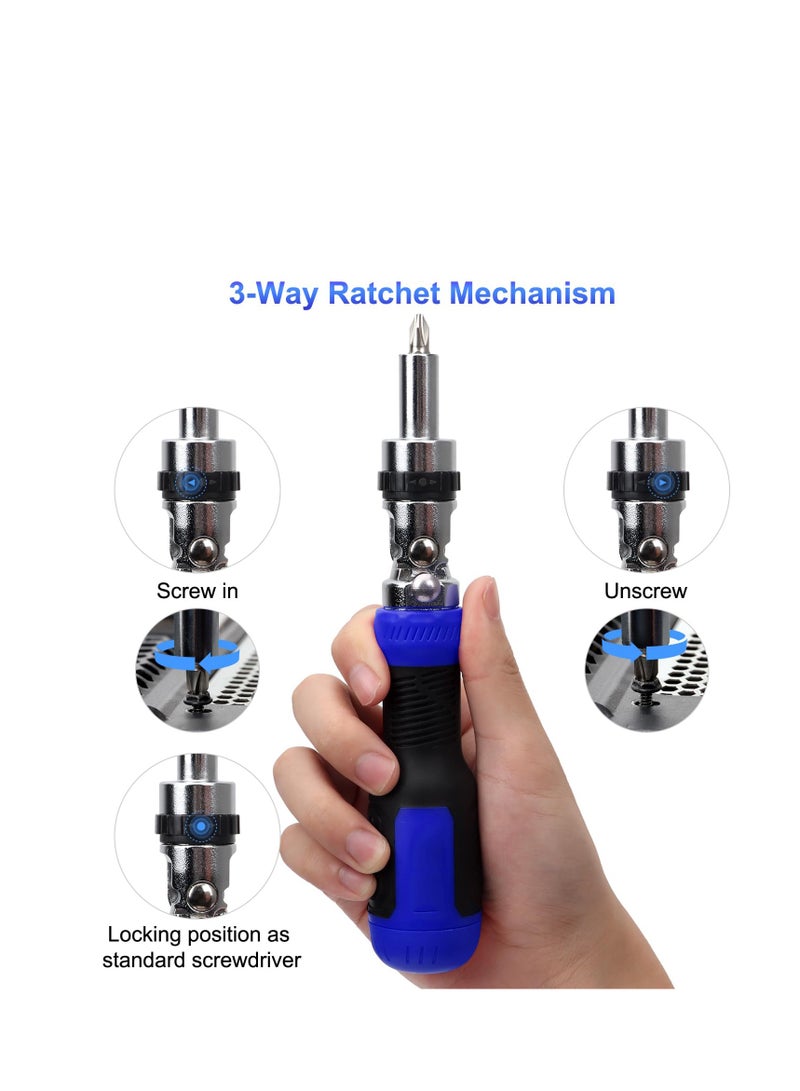 Ratchet Screwdriver, 13-in-1 Screwdriver Set, Multi Screwdriver Tool, All in One Ratcheting Screwdriver Set, 180 Degree Ratcheting Multitool Screwdriver, Professional Angle Screwdriver Repair Tool