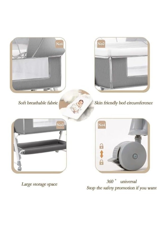 Multifunctional foldable baby crib removable portable newborn cradle bed baby Grey