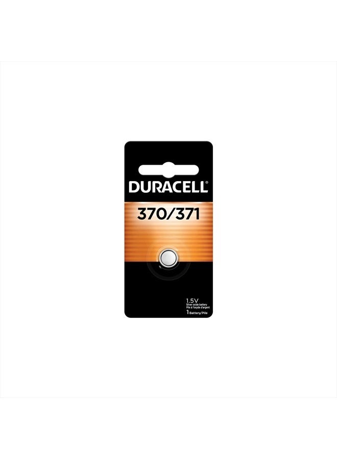 Duracell 370/371 Silver Oxide Button Battery, 1 Count Pack, 370/371 1.5 Volt Battery, Long-Lasting for Watches, Medical Devices, Calculators, and More