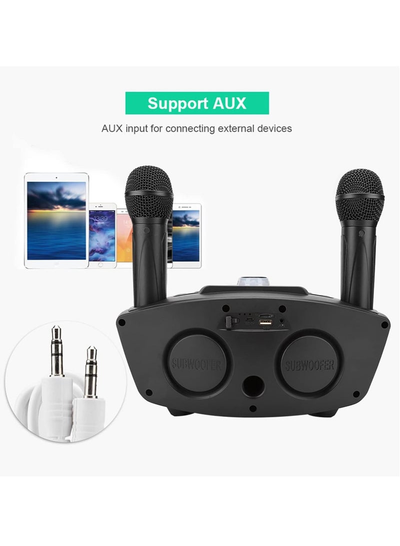 Portable Karaoke Machine with Bluetooth Speaker & 2 Wireless Microphones – Perfect for Home Parties, Adults & Kids – Black