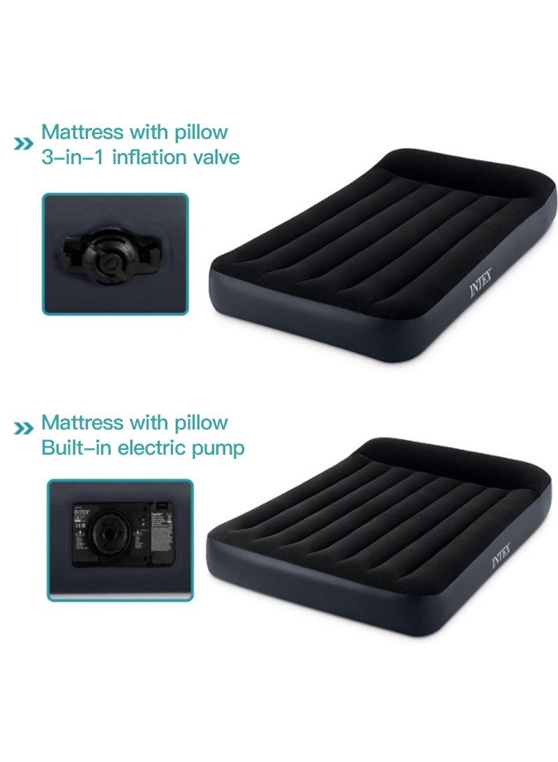 Indoor And Outdoor Inflatable Air Mattress With Built-in Pillow Foldable 183x203x25cm