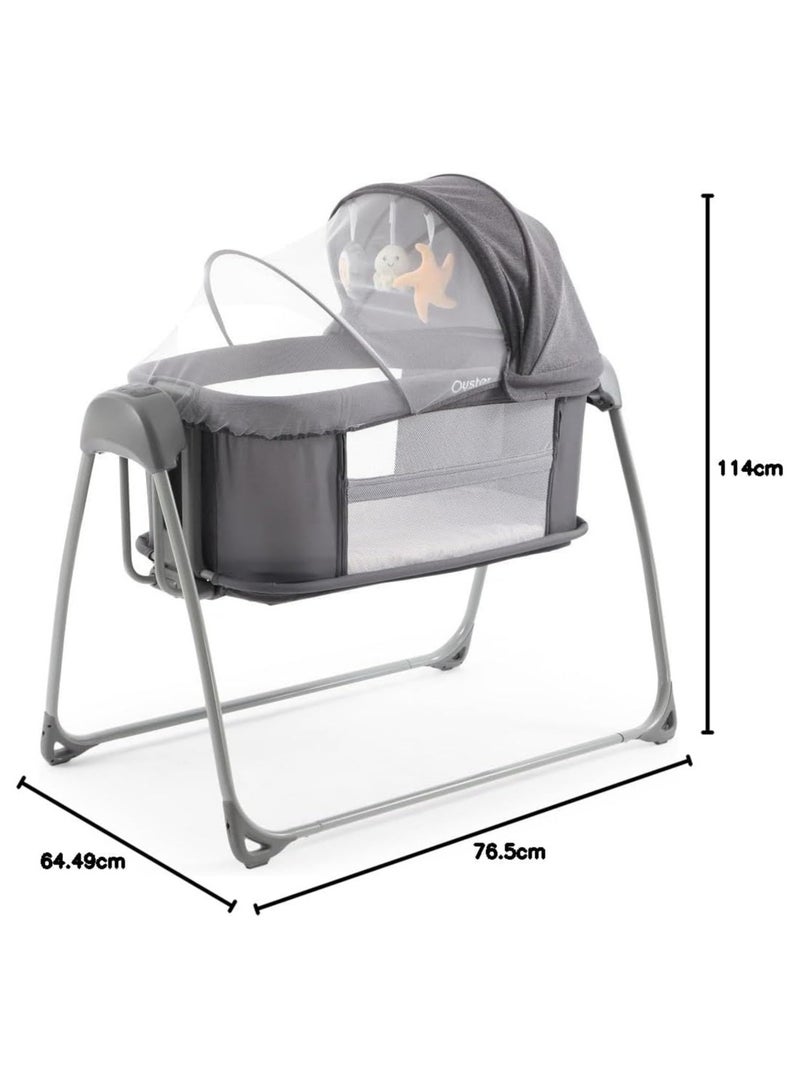 Elegant Oyster Swinging Crib with Gentle Rocking Motion, Sturdy Wooden Design, Spacious Sleeping Area for Newborns, Adjustable Swing for Soothing Comfort, Easy-to-Assemble Cradle with Breathable Mattress Support