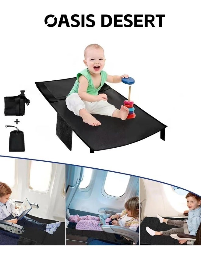 Airplane Bed for Toddler, Toddler Aircraft Bed Child Seat Extender Portable Toddler Travel Bed Aircraft Leg Rest Child Lying Down Baby Travel Essentials Flight Sleep (Black)