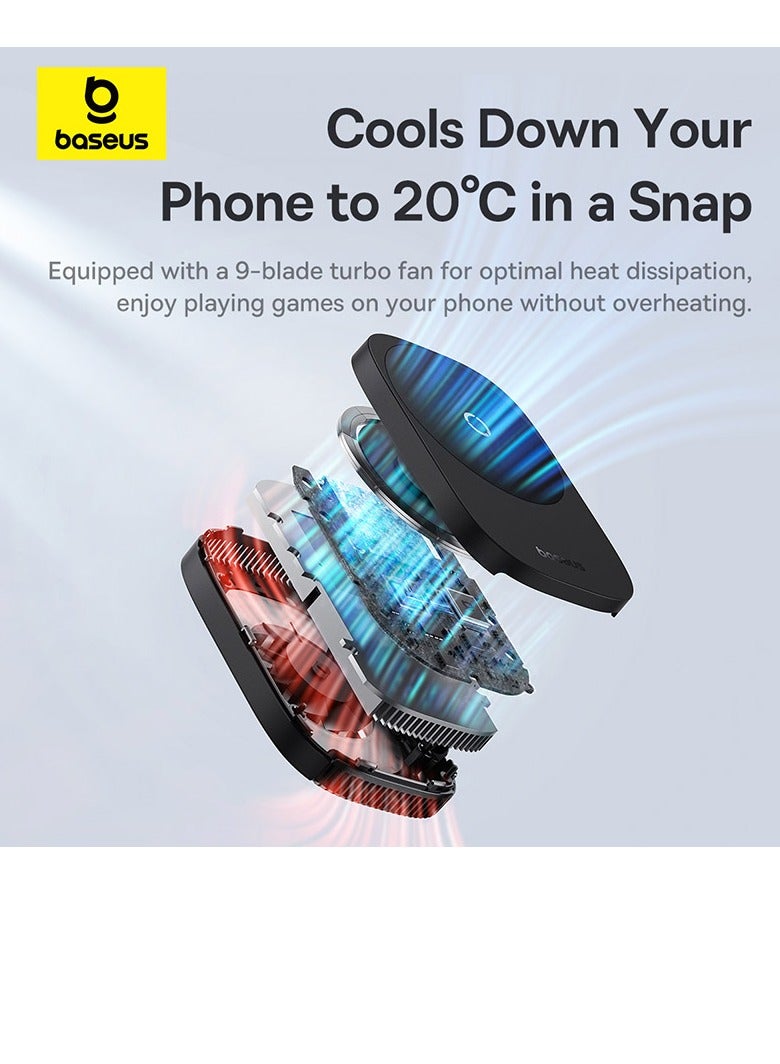 Ultra-Thin Magnetic Phone Cooler – Efficient Heat Dissipation Radiator with Smart Temperature Control, Lightweight & Portable Design, Magnetic Attachment for Compatible Phones, Ideal for Intense Gaming & Extended Use, Keep Your Device Cool & Performance High Without Wireless Charger - Black