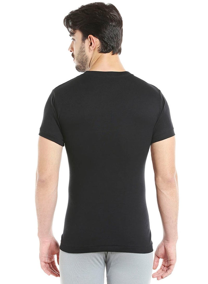 MEN'S O-NECK COTTON UNDERSHIRT (PACK OF 3) - BLACK