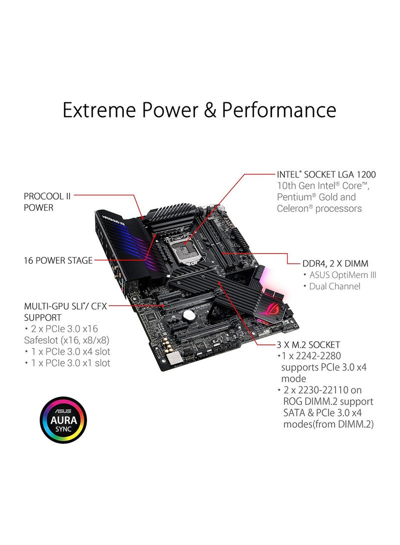 ROG MAXIMUS XII APEX (INTEL Z490) (WiFi 6) LGA 1200 Intel Z490 SATA 6Gb/s ATX Intel Motherboard (16 Power Stages, DDR4 4800, Intel 2.5Gb LAN, DIMM.2, USB 3.2 Gen 2 and Aura Sync RGB)