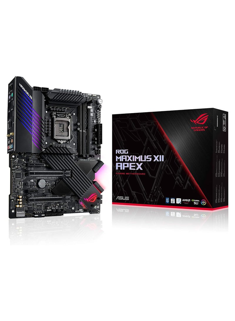 ROG MAXIMUS XII APEX (INTEL Z490) (WiFi 6) LGA 1200 Intel Z490 SATA 6Gb/s ATX Intel Motherboard (16 Power Stages, DDR4 4800, Intel 2.5Gb LAN, DIMM.2, USB 3.2 Gen 2 and Aura Sync RGB)