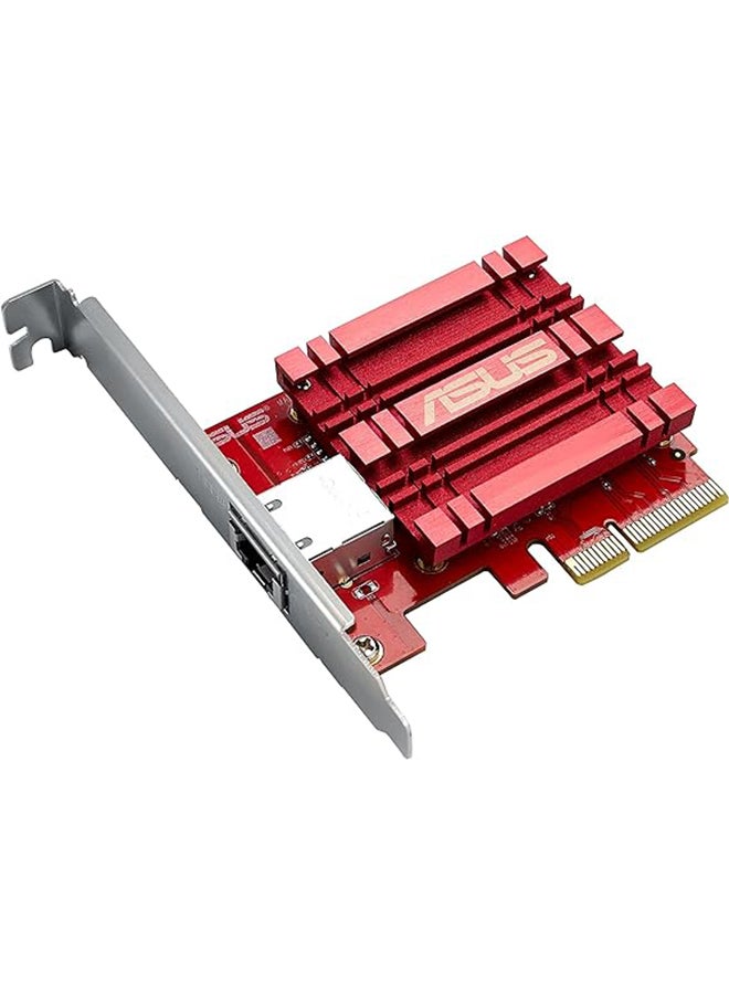 XG-C100C 10GBase-T PCIe Network Adapter, 10Gbps Networking, RJ45 Port, QoS, Win & Linux Compatible, Red | 90IG0760- M00B00 Multicolour