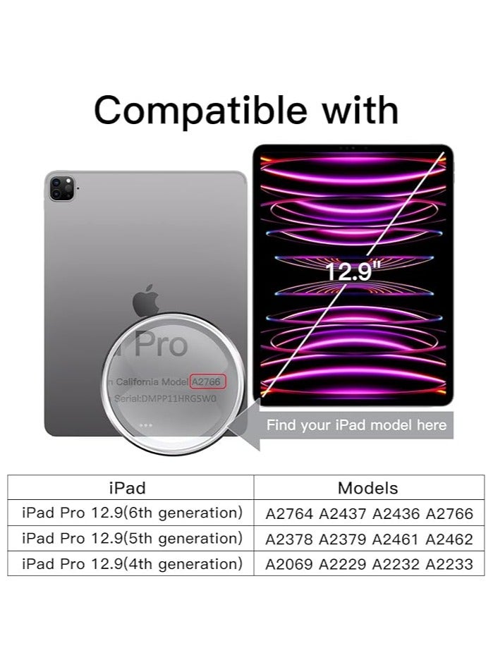 Screen Protector for iPad Pro 12.9-Inch, 2022/2021/2020 (6th/5th/4th Generation) with Camera Lens Protector, Tempered Glass Film HD Anti-Scratch, Support Pencil & Face ID, 2-Pack Each