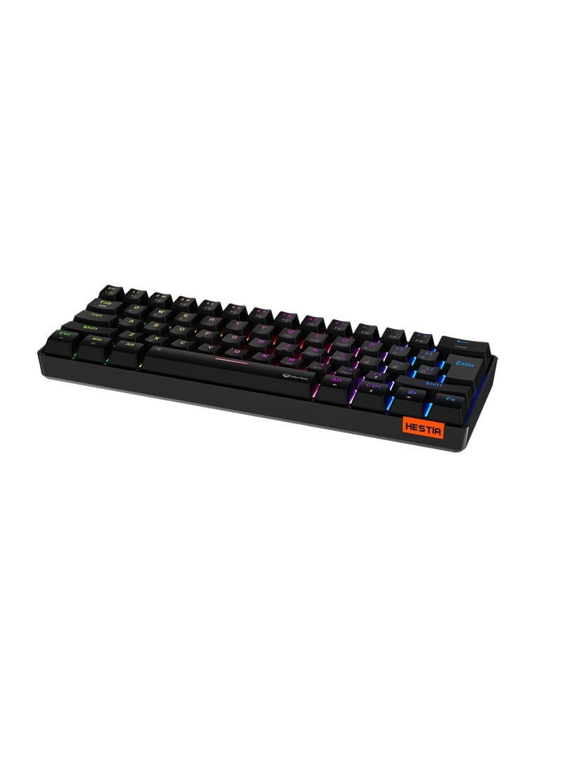 MT-MK005BT 60% Gaming Keyboard Wireless Keybroad 12 Multimedia Shortcuts Keys Bluetooth Keybroad With True Mechanical Fixed Shaft LED Backlight Brightness Adjustable Anti-Ghosting Mechanical Keyboard For Windows And Mac Black