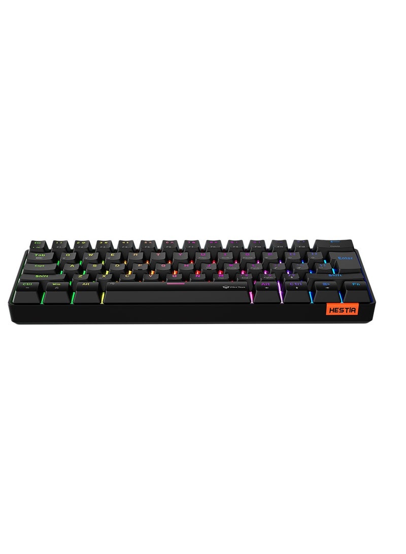 MT-MK005BT 60% Gaming Keyboard Wireless Keybroad 12 Multimedia Shortcuts Keys Bluetooth Keybroad With True Mechanical Fixed Shaft LED Backlight Brightness Adjustable Anti-Ghosting Mechanical Keyboard For Windows And Mac Black