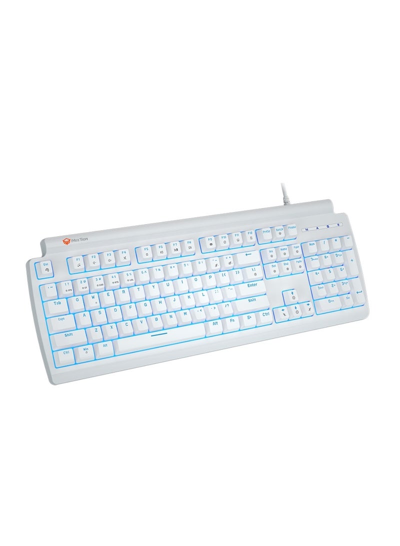 MT-MK600MX Gaming Keyboard 12 Multimedia Shortcuts Keys With True Mechanical Fixed Shaft LED Backlight Brightness Adjustable Wired Anti-Ghosting Mechanical Keyboard For Windows And Mac White