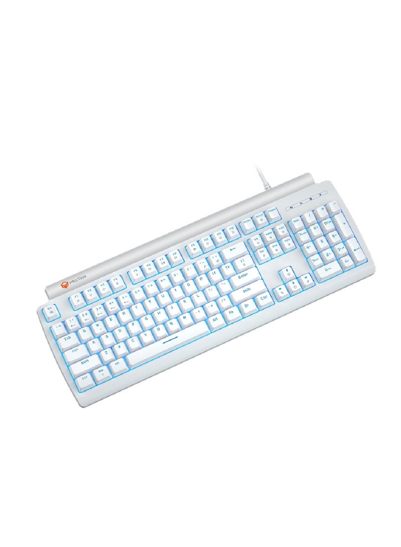 MT-MK600MX Gaming Keyboard 12 Multimedia Shortcuts Keys With True Mechanical Fixed Shaft LED Backlight Brightness Adjustable Wired Anti-Ghosting Mechanical Keyboard For Windows And Mac White