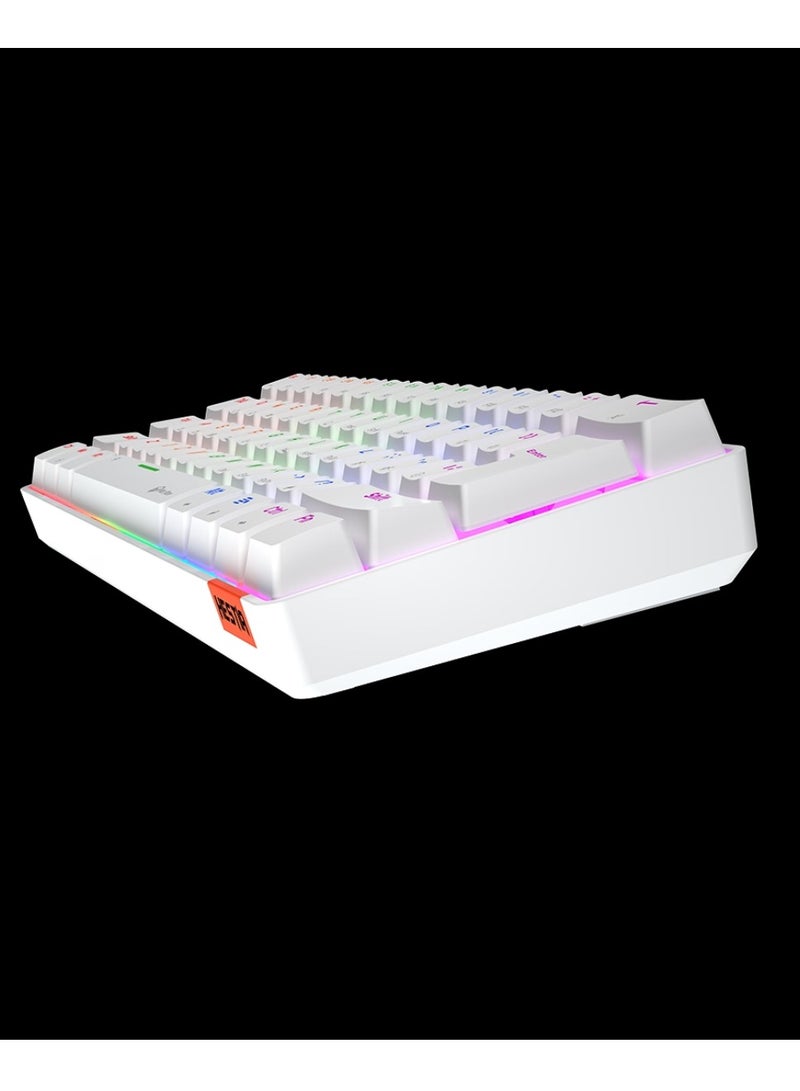 MT-MK005 60% Gaming Keyboard 12 Multimedia Shortcuts Keys With True Mechanical Fixed Shaft LED Backlight Brightness Adjustable Wired Anti-Ghosting Mechanical Keyboard For Windows And Mac White