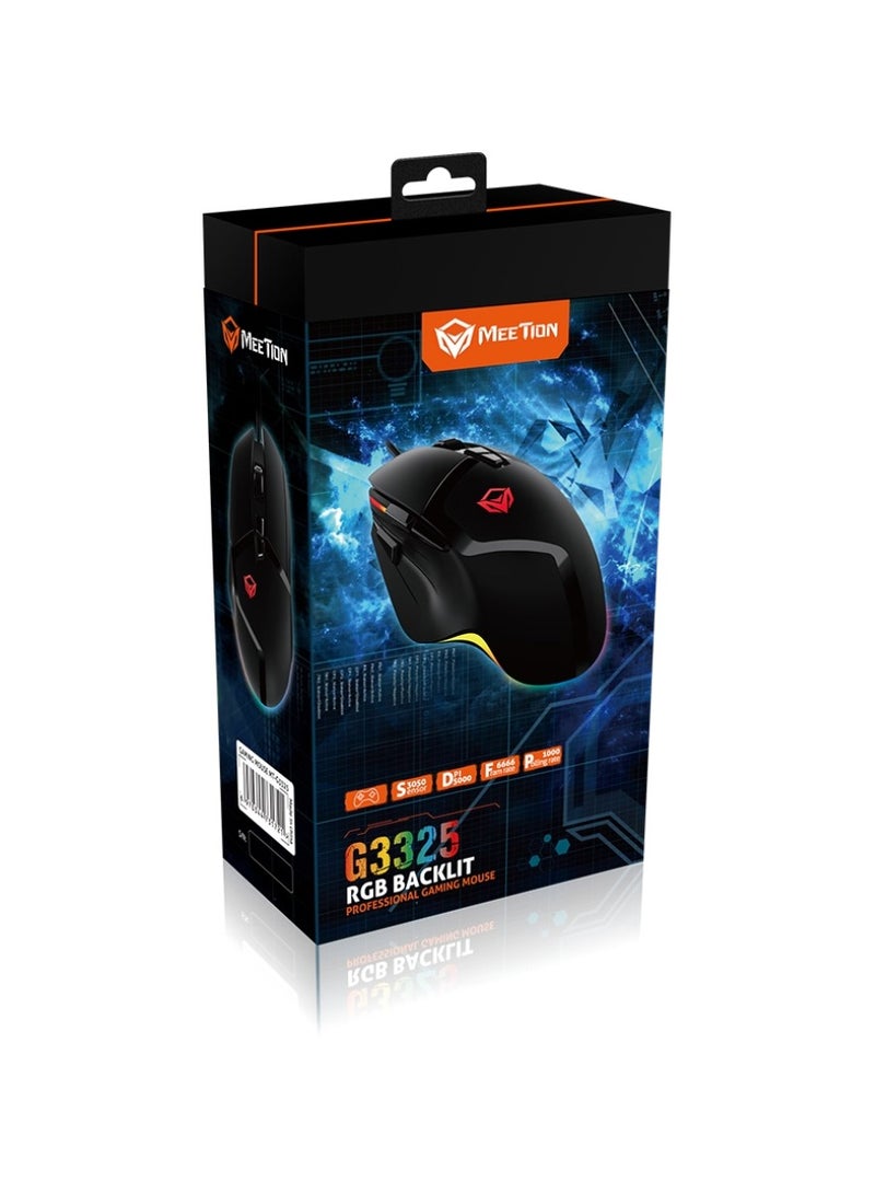 G3325 RGB Gaming Mouse 5000 DPI Laser Sensor Tracking Gaming Mouse Programmable Customized RGB Light Matte Soft-Touch Plastic Aluminum Alloy Footpad Gaming Mouse