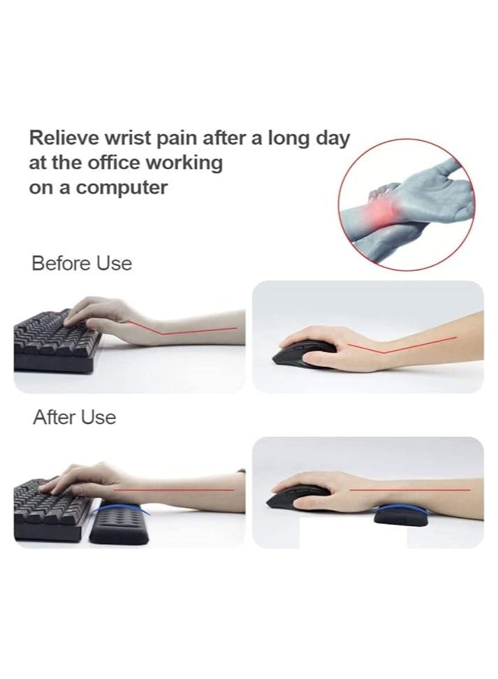 Memory Foam Keyboard and Mouse Wrist Rest Pad, Ergonomic Rest, Support Support, Pain Relief Easy Typing for Desktop Computer, Home, Office Laptop