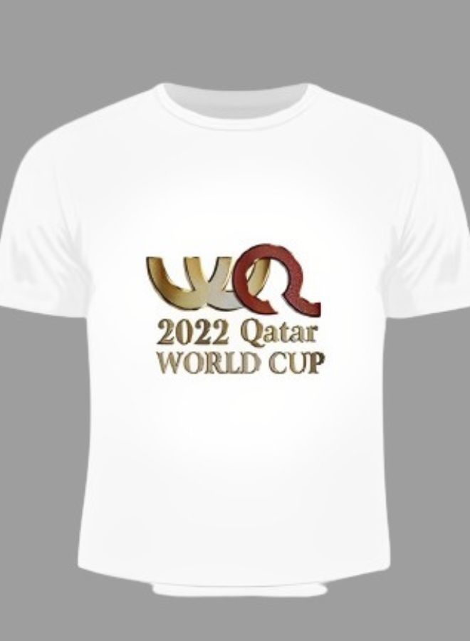 Qatar Fifa 2022 Football World Cup Printed T-Shirt, Smart and stylish addition to your wardrobe, Comfortable and lightweight T-Shirt (Small size) - White