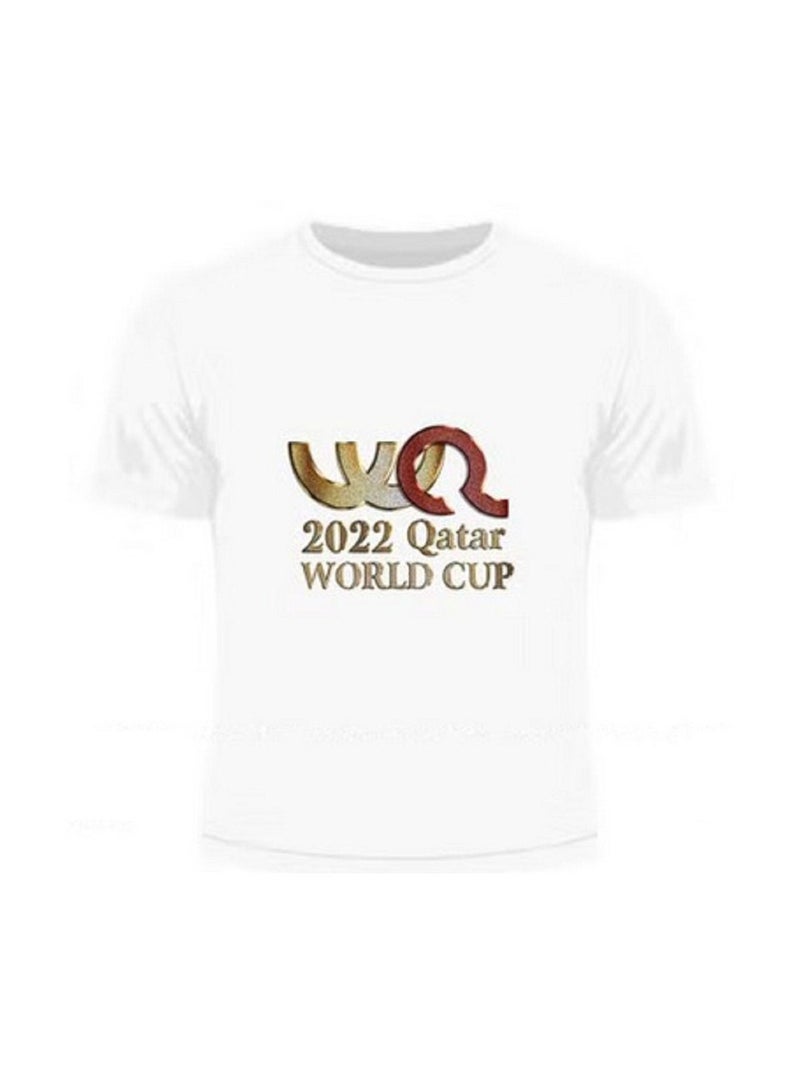 Qatar Fifa 2022 Football World Cup Printed T-Shirt, Smart and stylish addition to your wardrobe, Comfortable and lightweight T-Shirt (Small size) - White