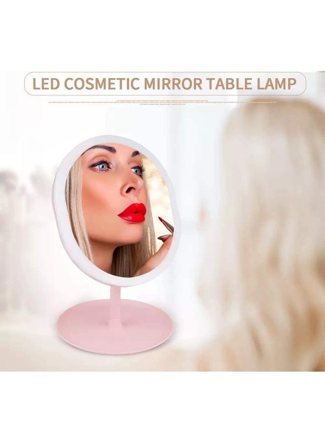 Rechargeable LED Light Vanity Cosmetic Mirror Pink 27cm